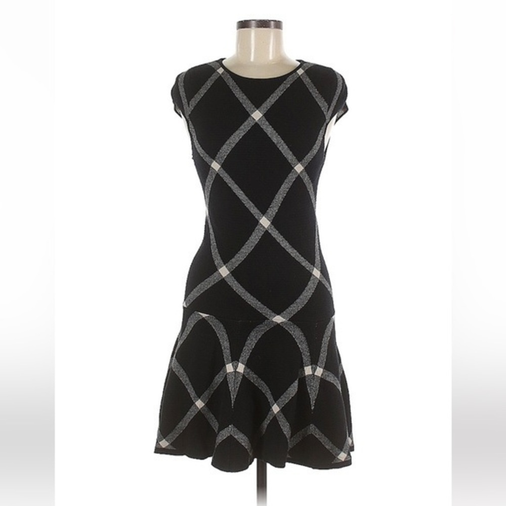 Alice + Olivia Diagonal Plaid Knit Dress
